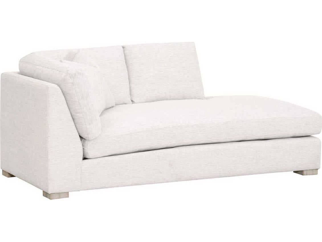 Luxecor Respite Performance Stone Basketweave Natural Gray Oak White Upholstered Chaise