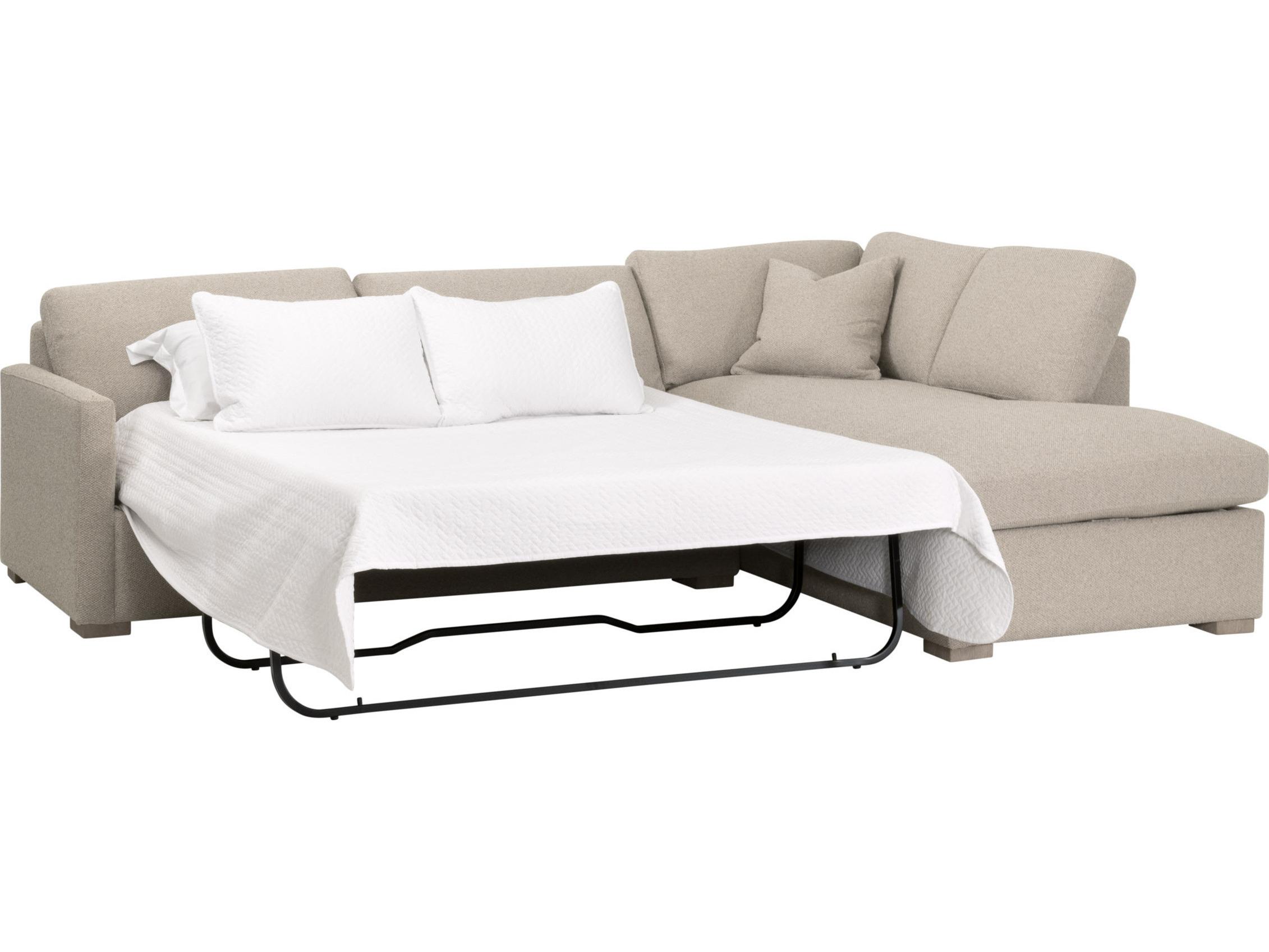 Essentials for Living Stitch & Hand - Upholstery Clara Beige Upholstered Sectional Sofa Right Facing Sleeper Queen