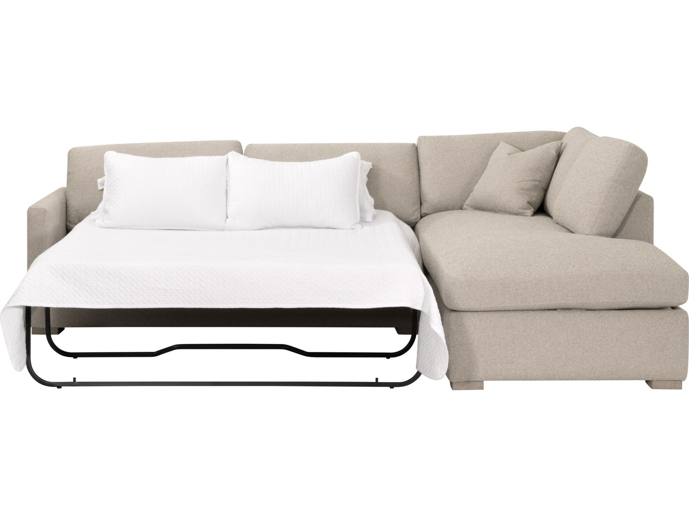 Essentials for Living Stitch & Hand - Upholstery Clara Beige Upholstered Sectional Sofa Right Facing Sleeper Queen