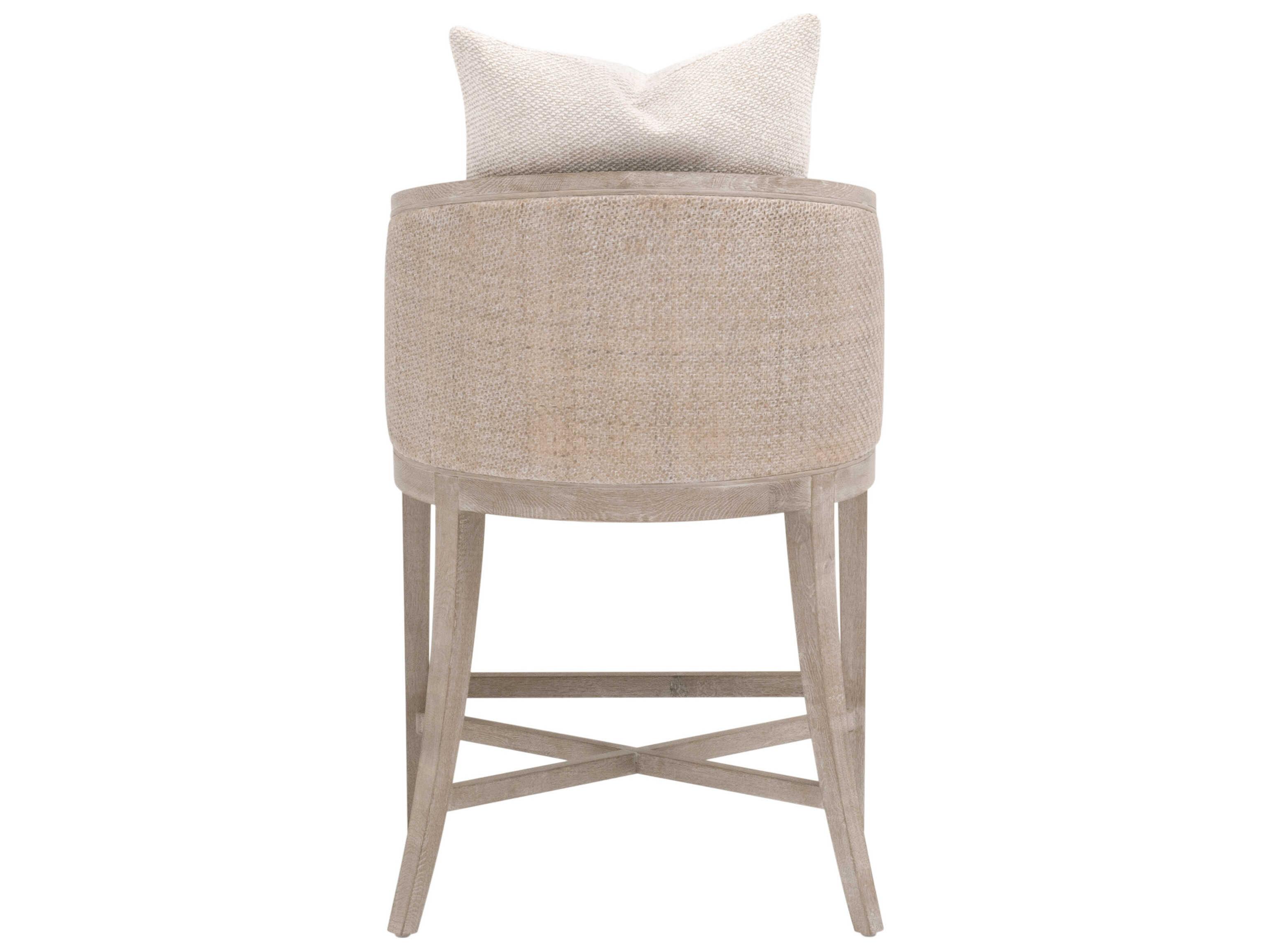Essentials for Living Stitch & Hand - Dining & Bedroom McGuire Natural Gray Oak Cane Upholstered Rattan Counter Stool