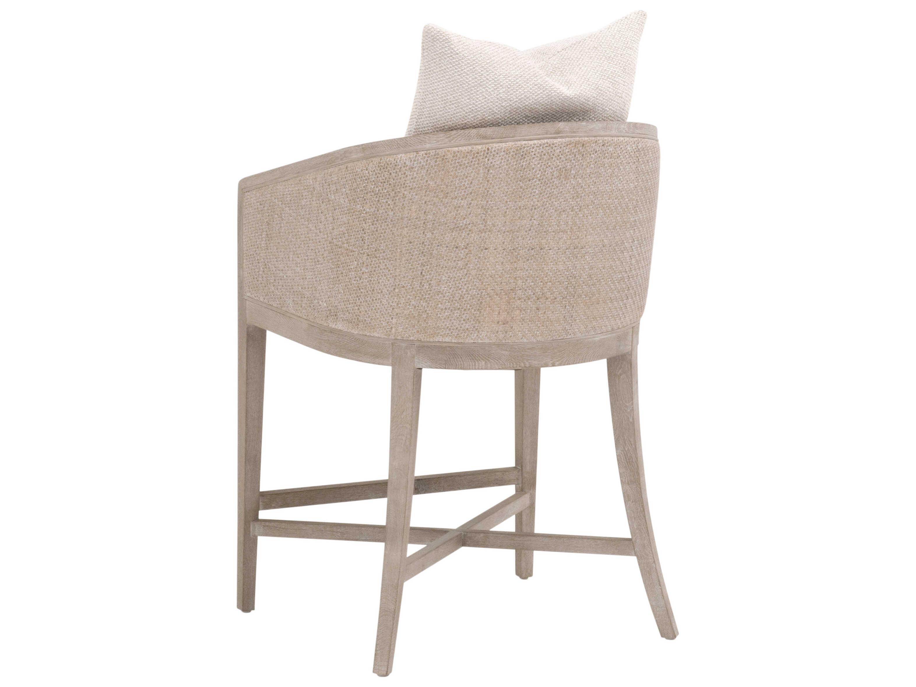 Essentials for Living Stitch & Hand - Dining & Bedroom McGuire Natural Gray Oak Cane Upholstered Rattan Counter Stool
