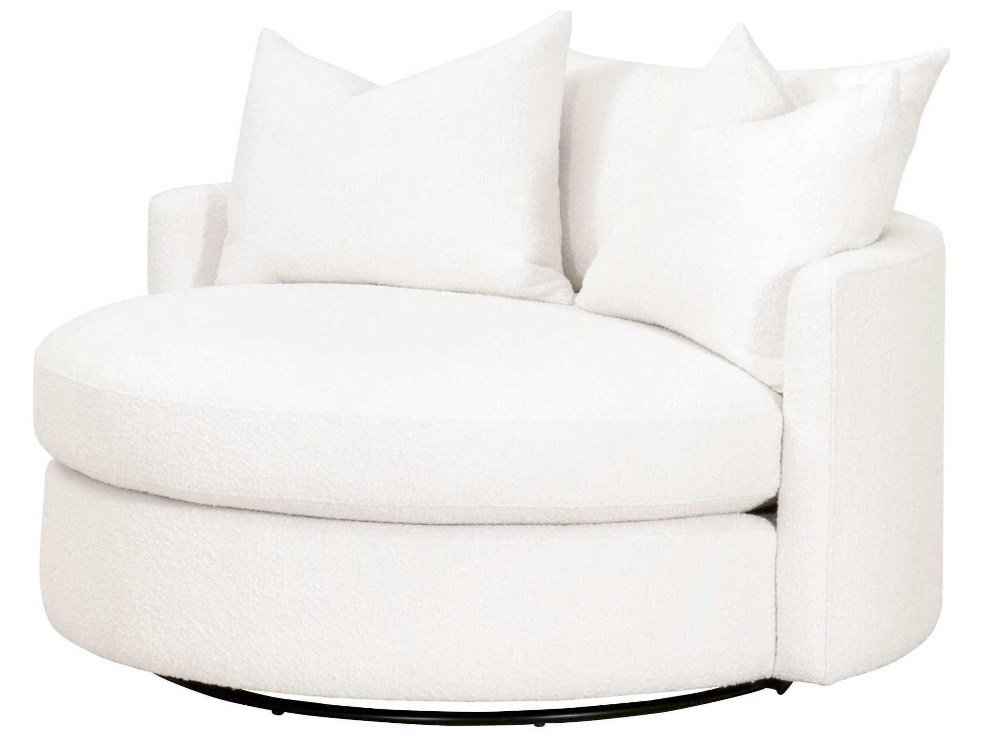 Luxecor Respite Swivel White Fabric Chair and a Half