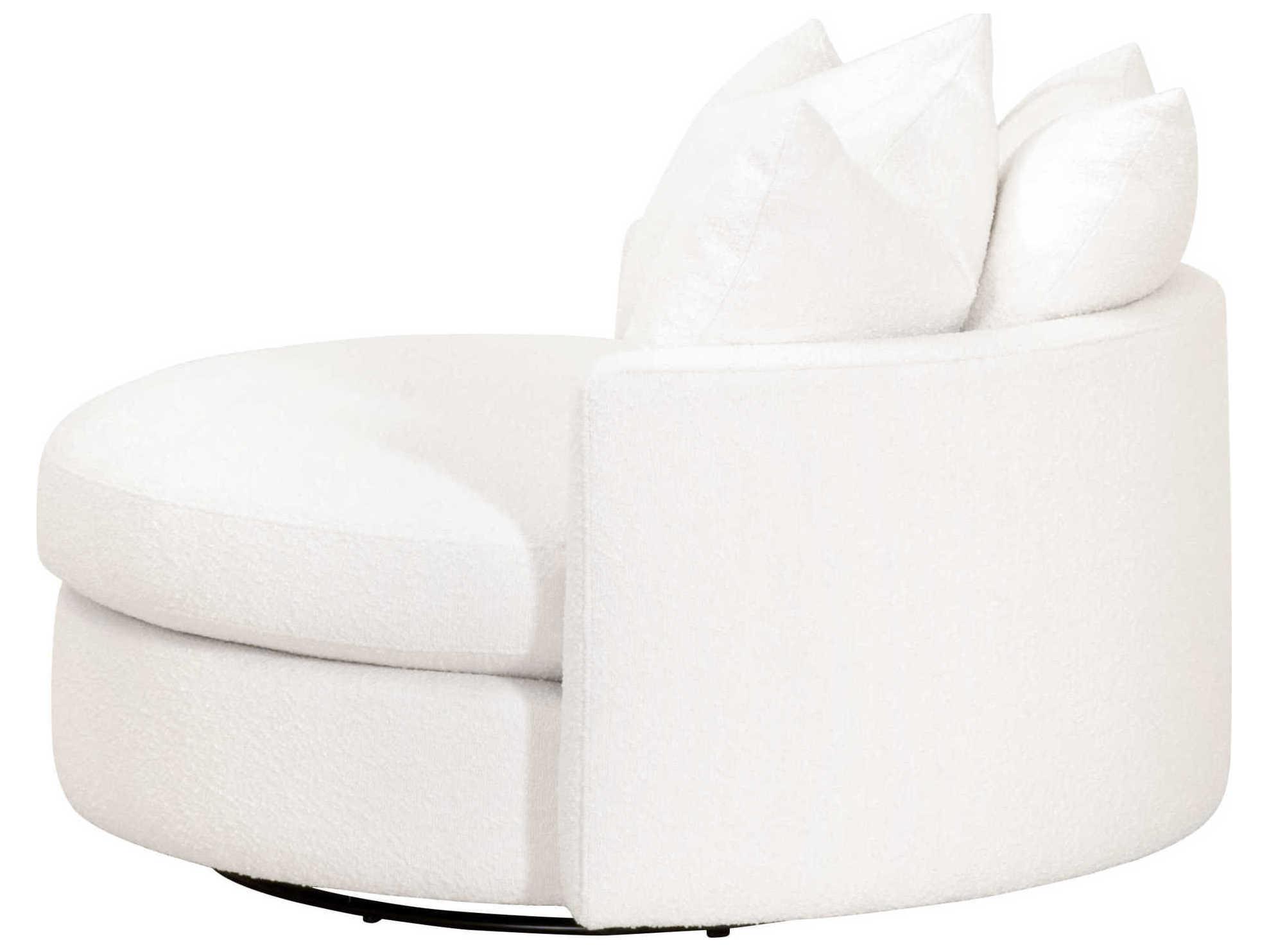 Luxecor Respite Swivel White Fabric Chair and a Half