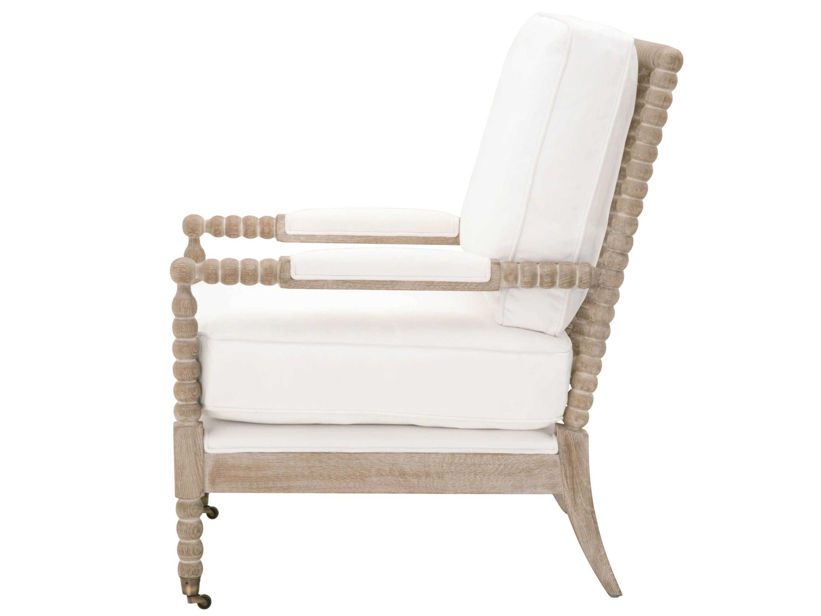 Luxecor Respite Rolling White Fabric Accent Chair