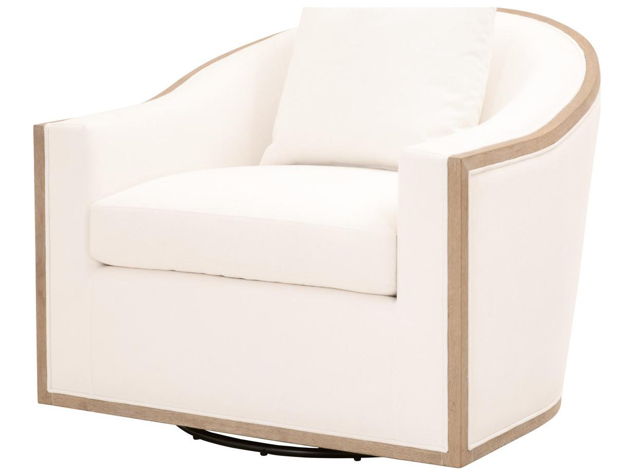Luxecor Respite Swivel White Fabric Club Chair