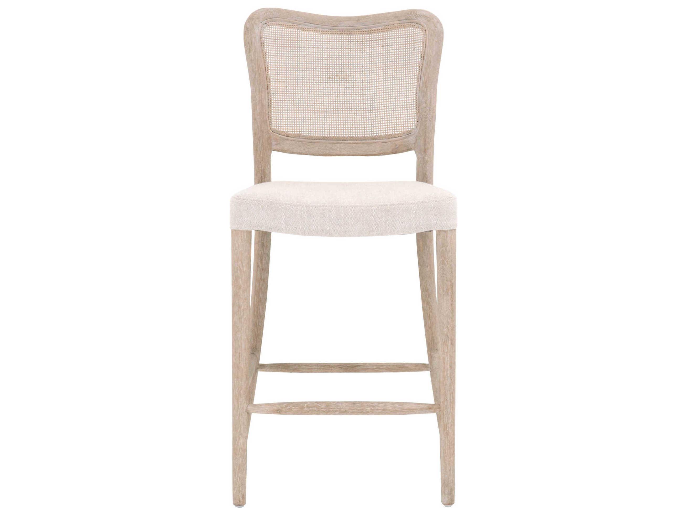 Essentials for Living Stitch & Hand Cela Upholstered Oak Wood Bisque Natural Gray Counter Stool