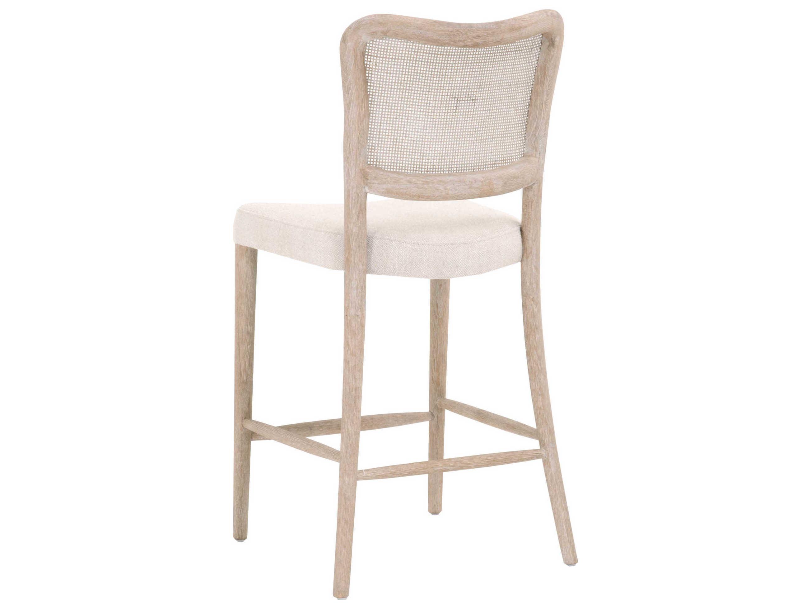 Essentials for Living Stitch & Hand Cela Upholstered Oak Wood Bisque Natural Gray Counter Stool