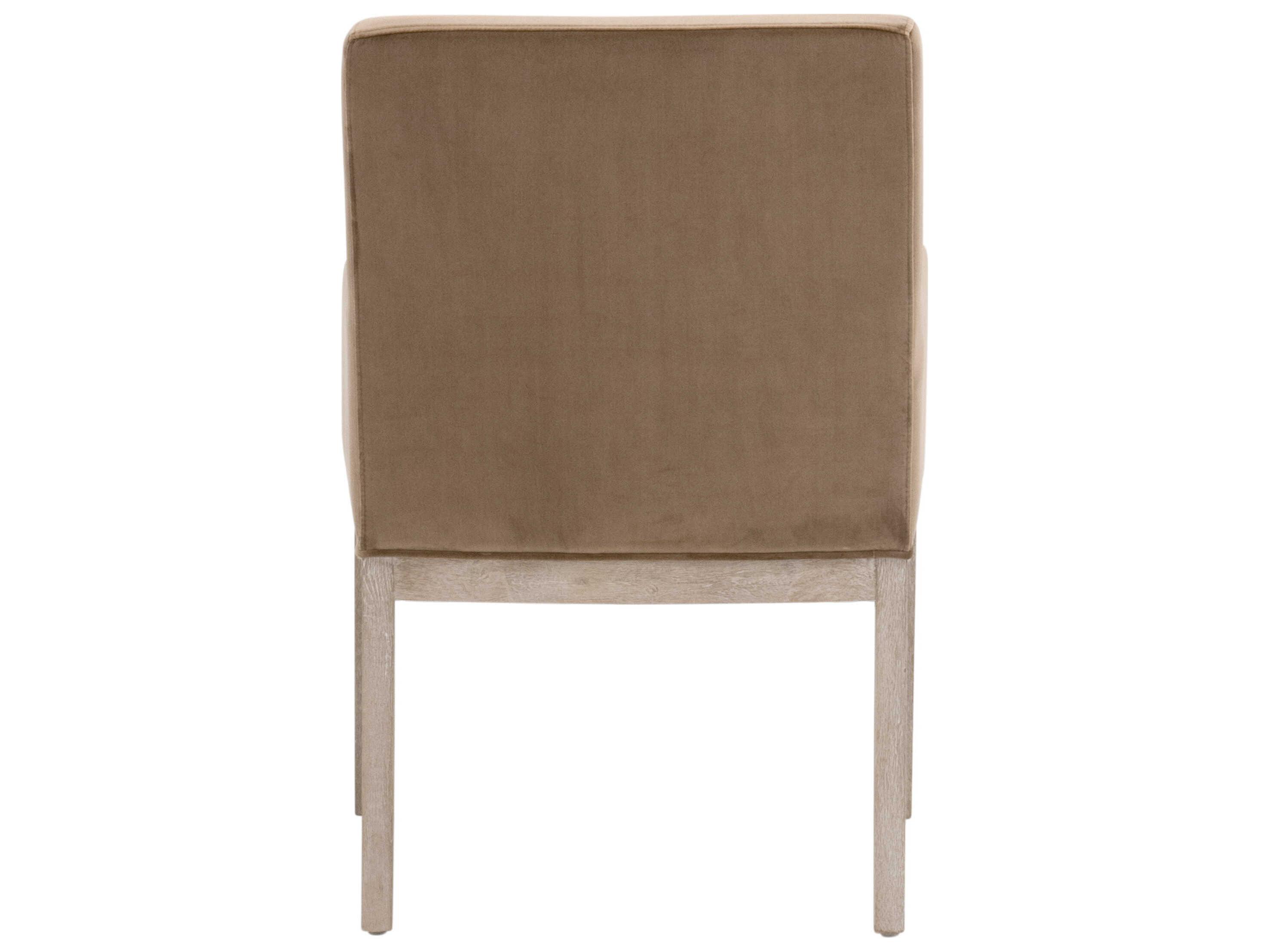 Essentials for Living Stitch & Hand - Dining & Bedroom Drake Oak Wood Brown Velvet Upholstered Dining Arm Chair