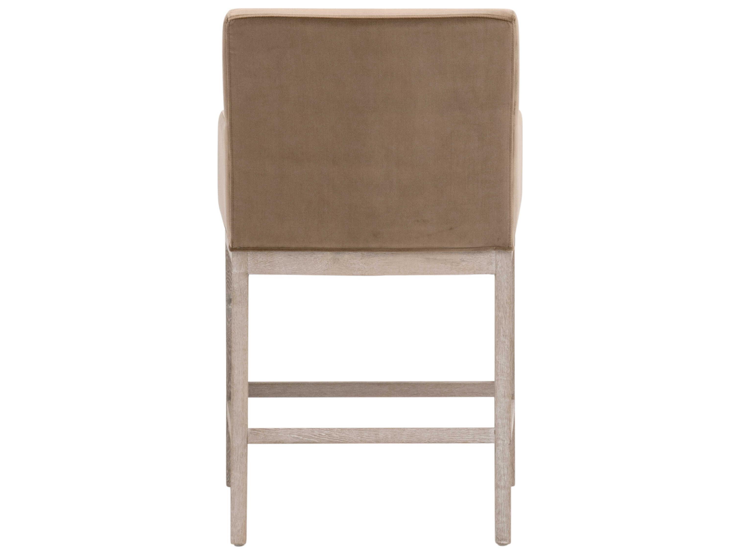Essentials for Living Stitch & Hand - Dining & Bedroom Drake Natural Gray Oak Caramel Velvet Upholstered Wood Counter Stool