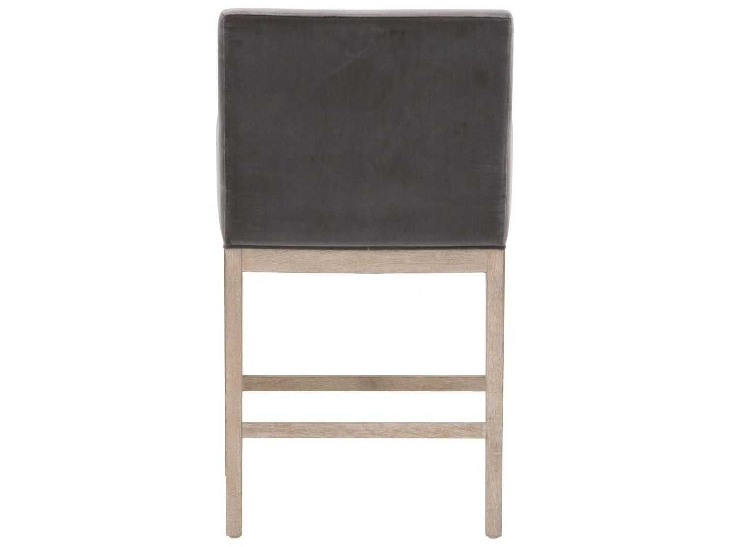Essentials for Living Stitch & Hand Drake Upholstered Oak Wood Dark Dove Velvet Counter Stool