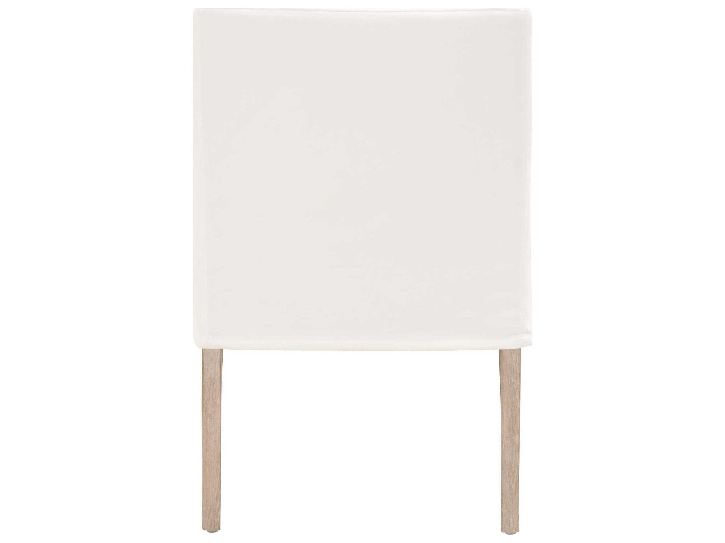 Essentials for Living Stitch & Hand Drake Oak Wood White Upholstered Arm Dining Chair