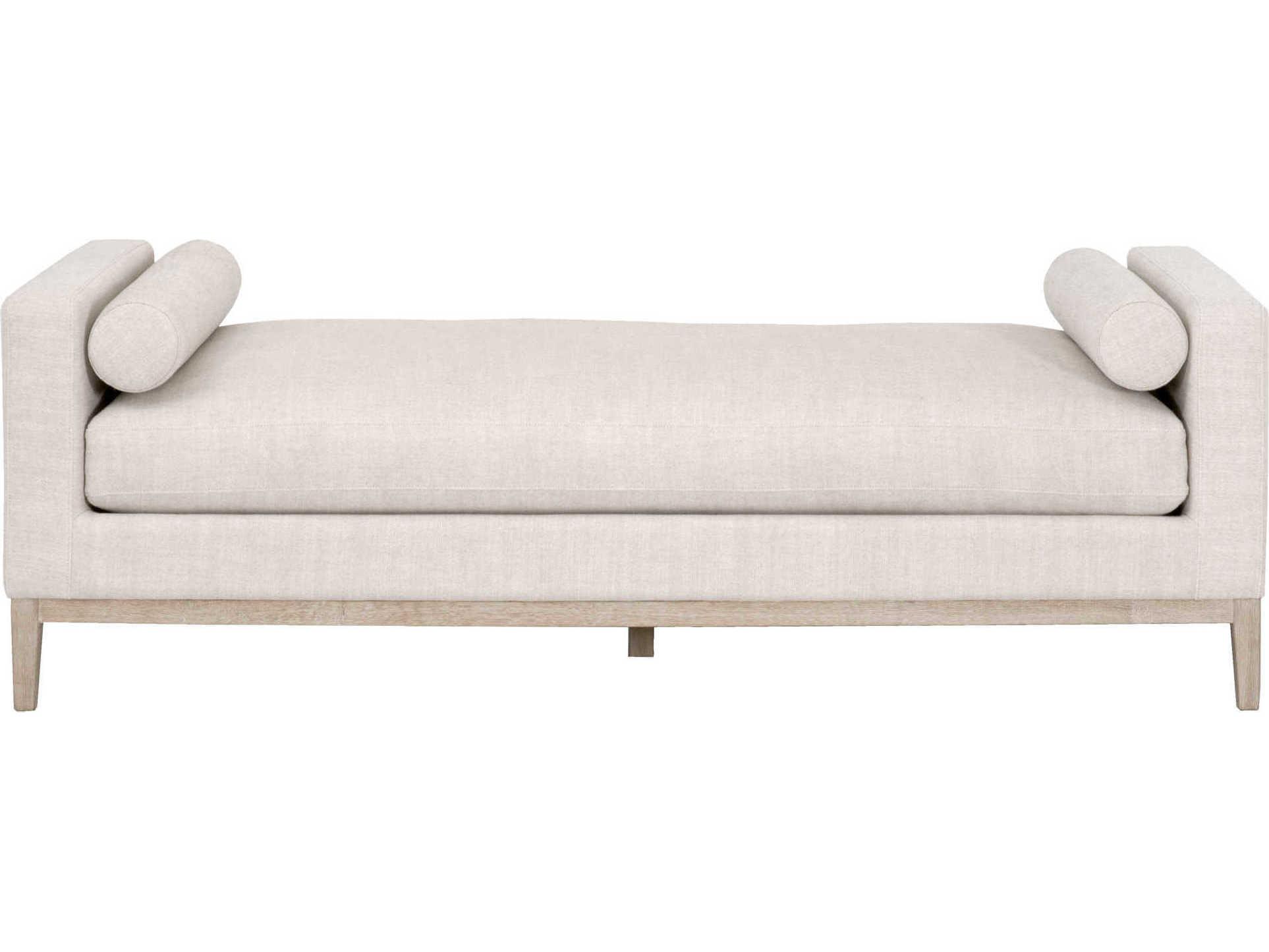 Essentials for Living Stitch & Hand Bisque Natural Gray Oak Beige Upholstered Accent Bench