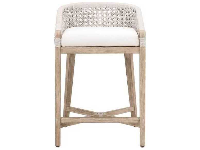 Essentials for Living Woven Mahogany Wood Counter Stool