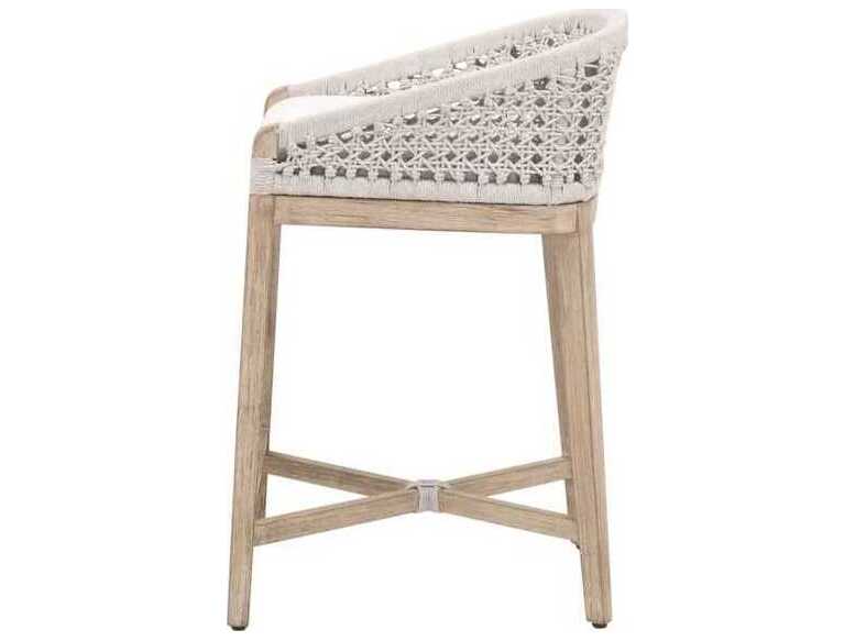 Essentials for Living Woven Mahogany Wood Counter Stool