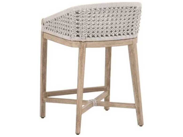 Essentials for Living Woven Mahogany Wood Counter Stool
