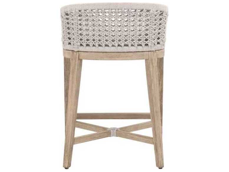 Essentials for Living Woven Mahogany Wood Counter Stool