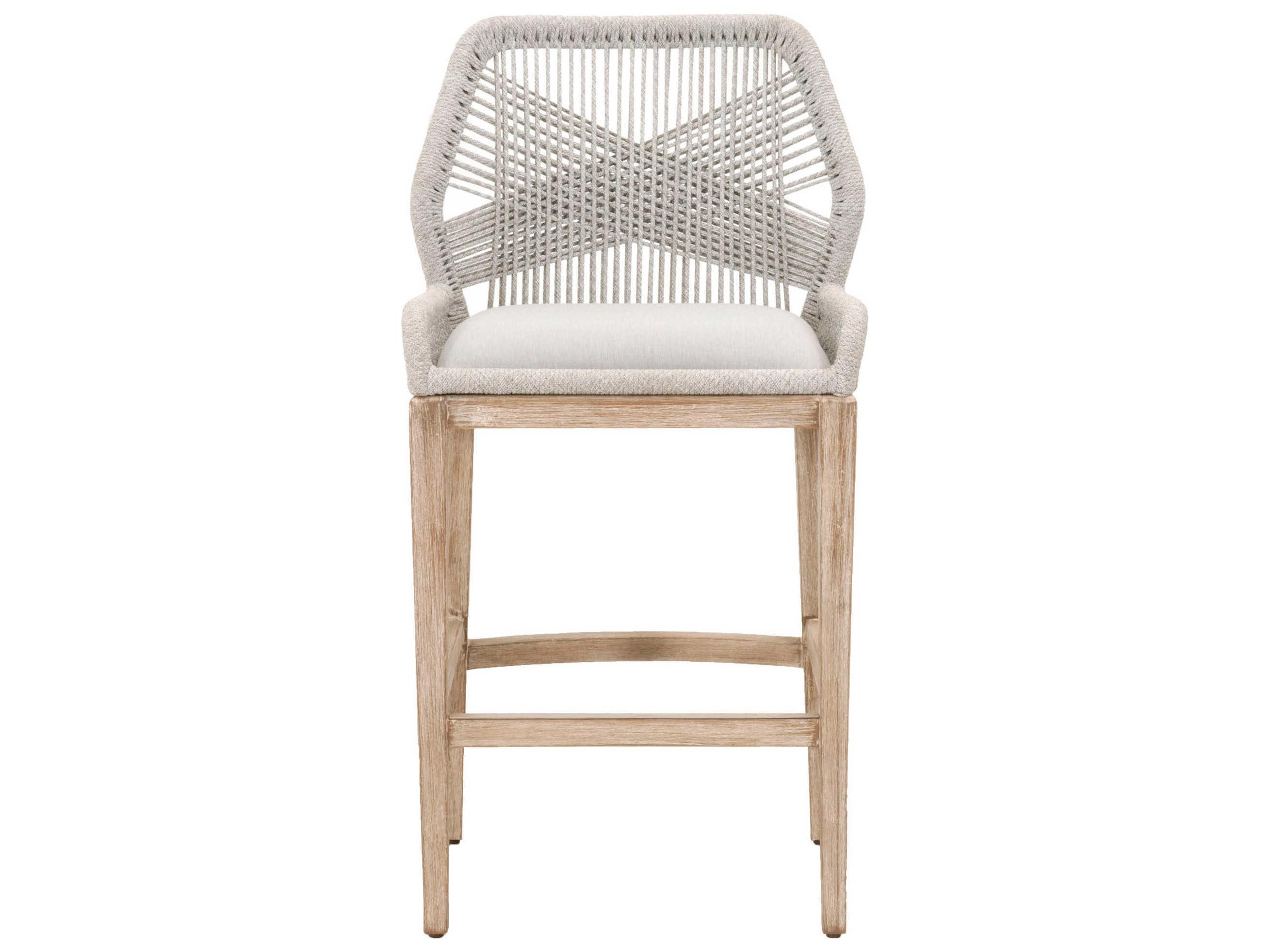 Luxecor Respite Loom Upholstered Mahogany Wood Taupe & White Bar Stool