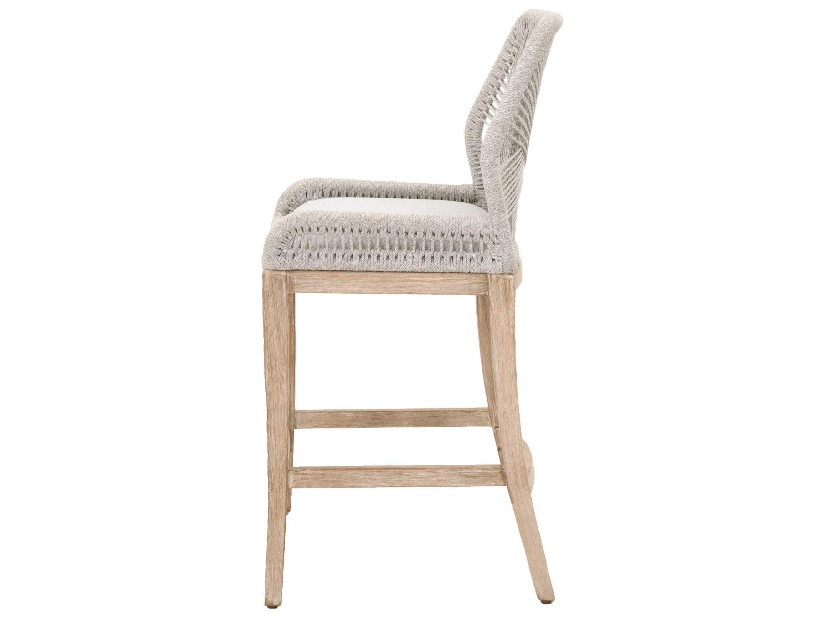 Luxecor Respite Loom Upholstered Mahogany Wood Taupe & White Bar Stool