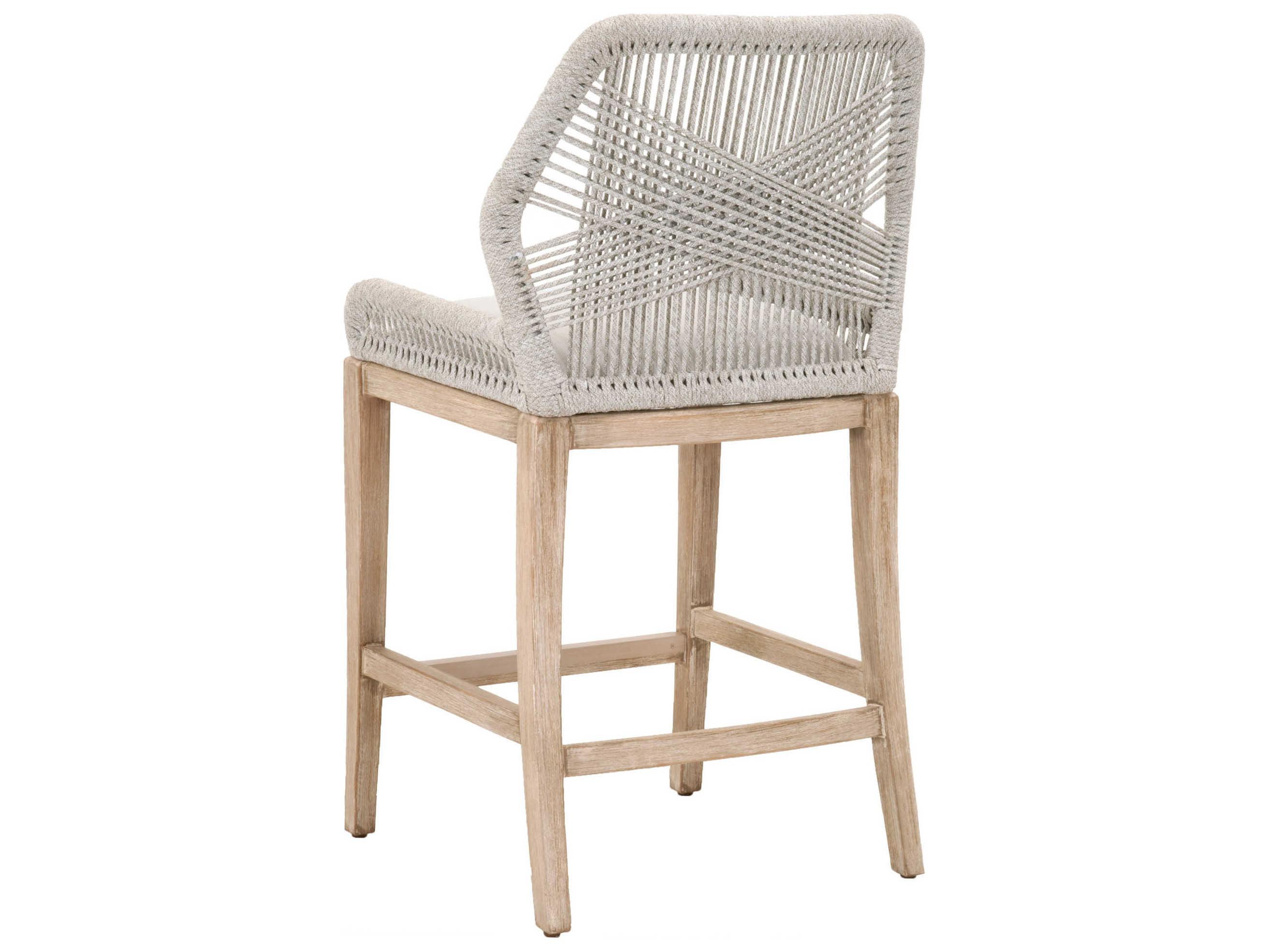 Luxecor Respite Loom Upholstered Mahogany Wood Taupe & White Bar Stool