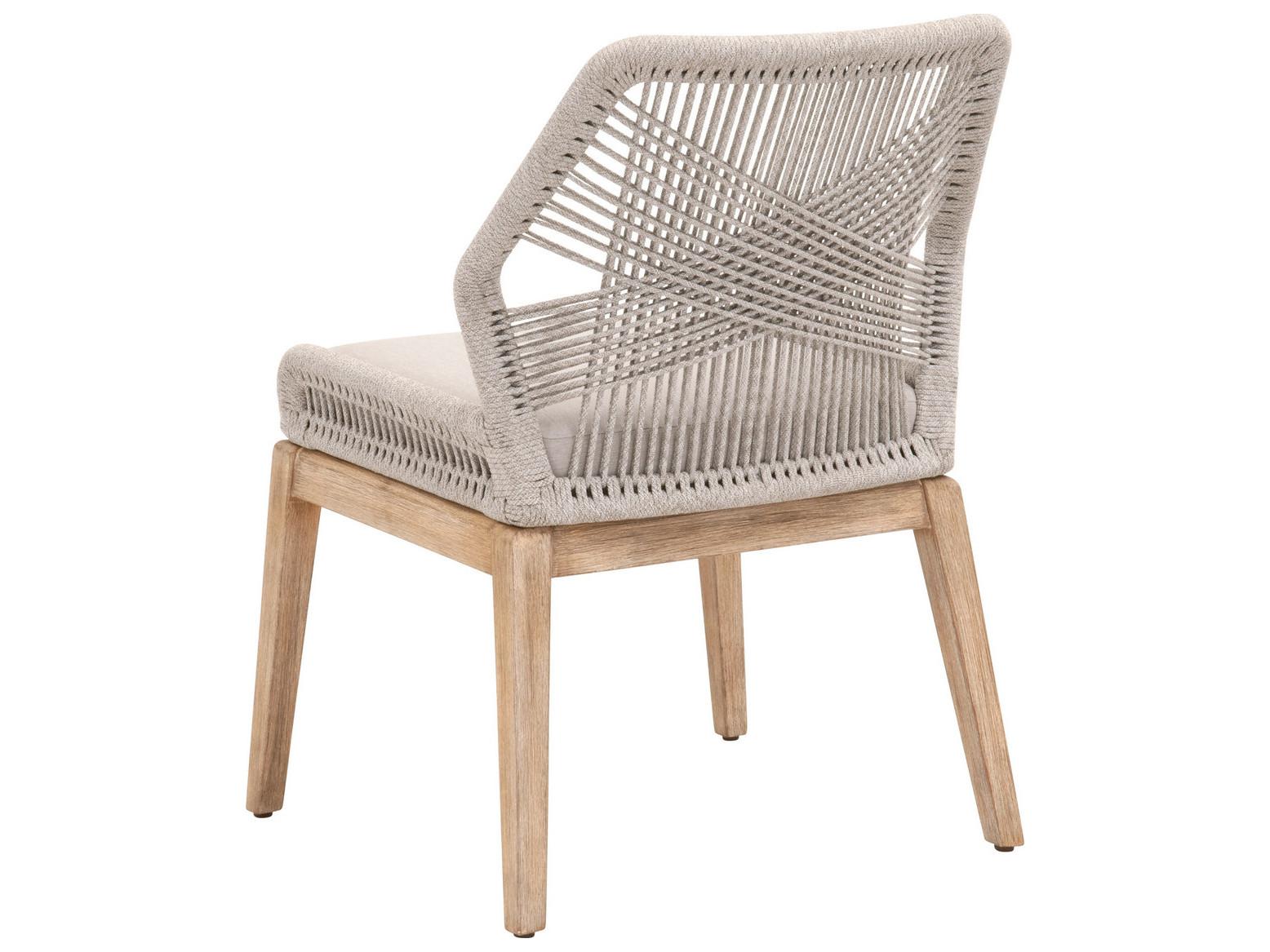 Essentials for Living Woven Loom Mahogany Wood Gray Upholstered Side Dining Chair Set of 2