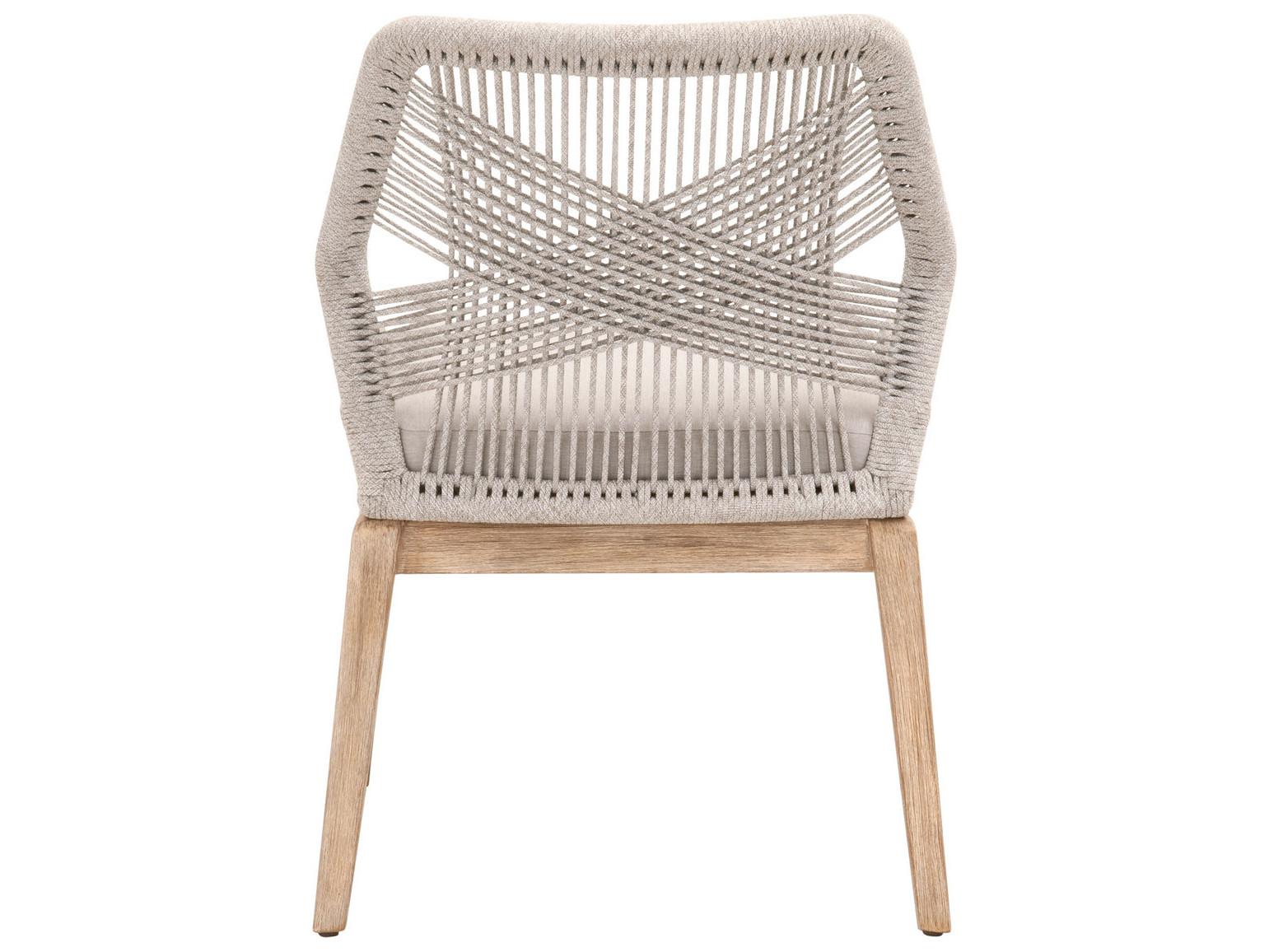 Essentials for Living Woven Loom Mahogany Wood Gray Upholstered Side Dining Chair Set of 2