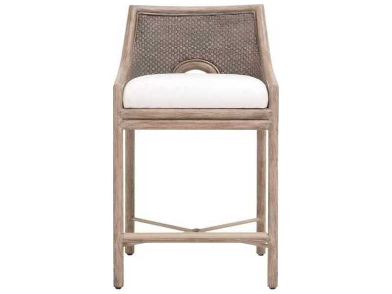 Essentials for Living Woven Adamo Mahogany Wood Gray Upholstered Armless Dining Chair