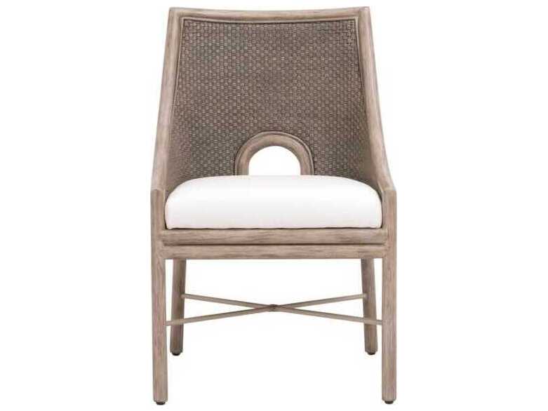 Essentials for Living Woven Adamo Mahogany Wood Gray Upholstered Armless Dining Chair, Set of 2