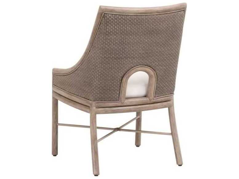 Essentials for Living Woven Adamo Mahogany Wood Gray Upholstered Armless Dining Chair, Set of 2