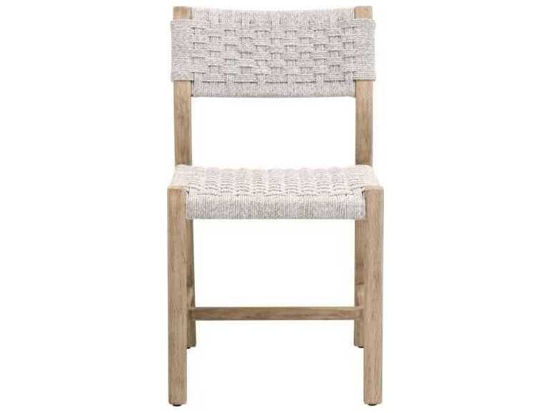 Luxecor Respite Teak Wood White Armless Dining Chair, Set of 2