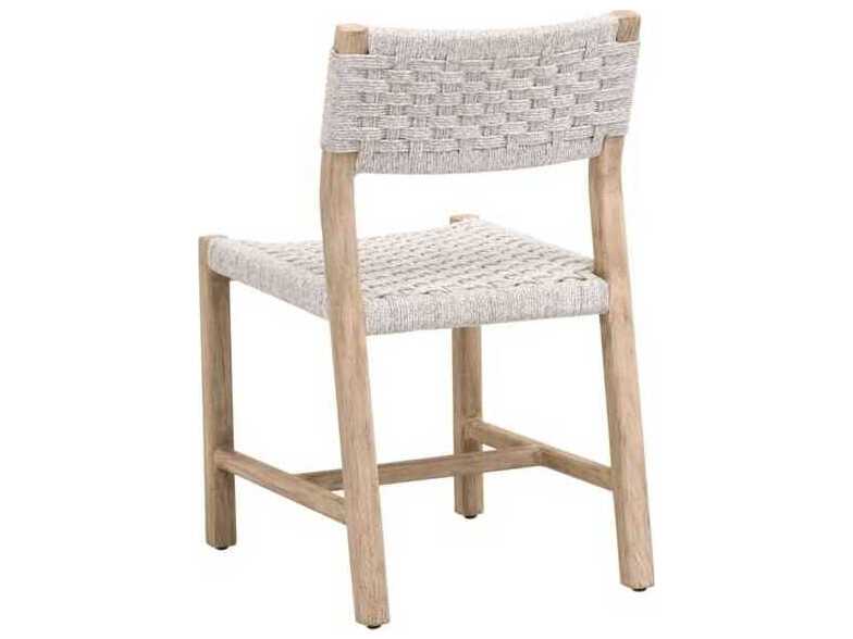 Luxecor Respite Teak Wood White Armless Dining Chair, Set of 2