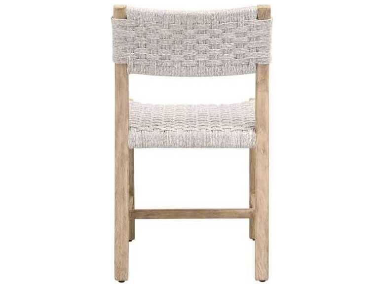 Luxecor Respite Teak Wood White Armless Dining Chair, Set of 2