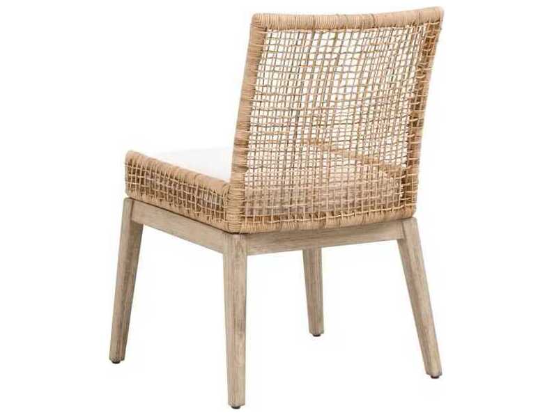 Essentials for Living Woven Mahogany Wood Natural Upholstered Armless Dining Chair, Set of 2