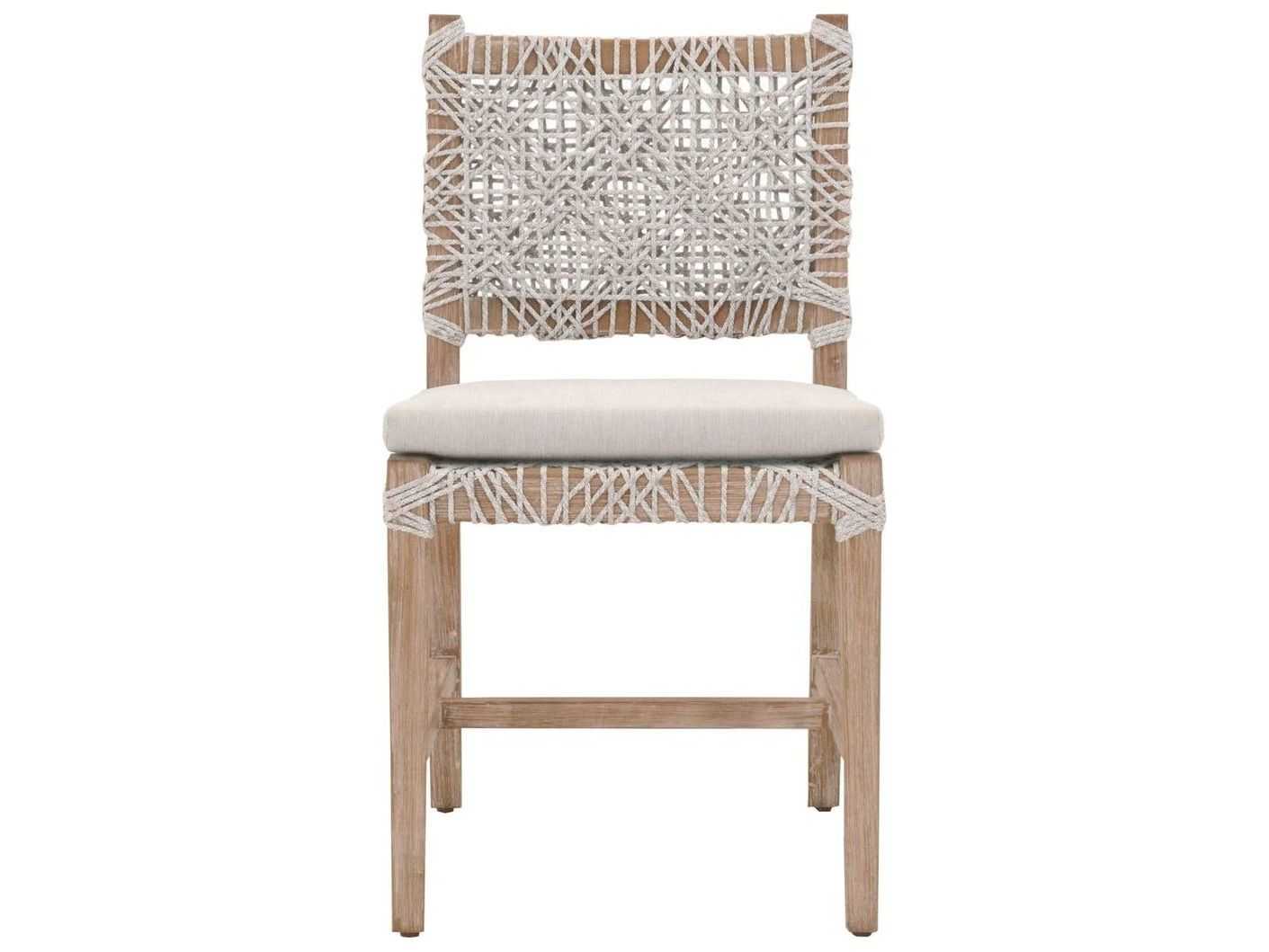 Essentials for Living Woven Costa Mahogany Wood Gray Upholstered Side Dining Chair Set of 2