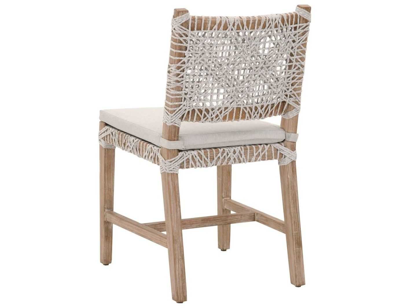 Essentials for Living Woven Costa Mahogany Wood Gray Upholstered Side Dining Chair Set of 2