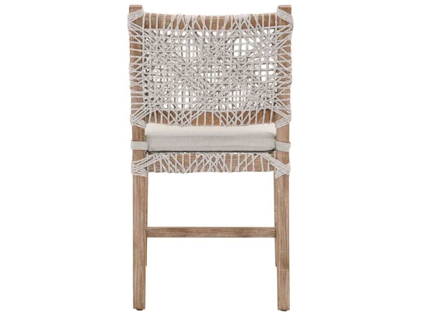 Essentials for Living Woven Costa Mahogany Wood Gray Upholstered Side Dining Chair Set of 2