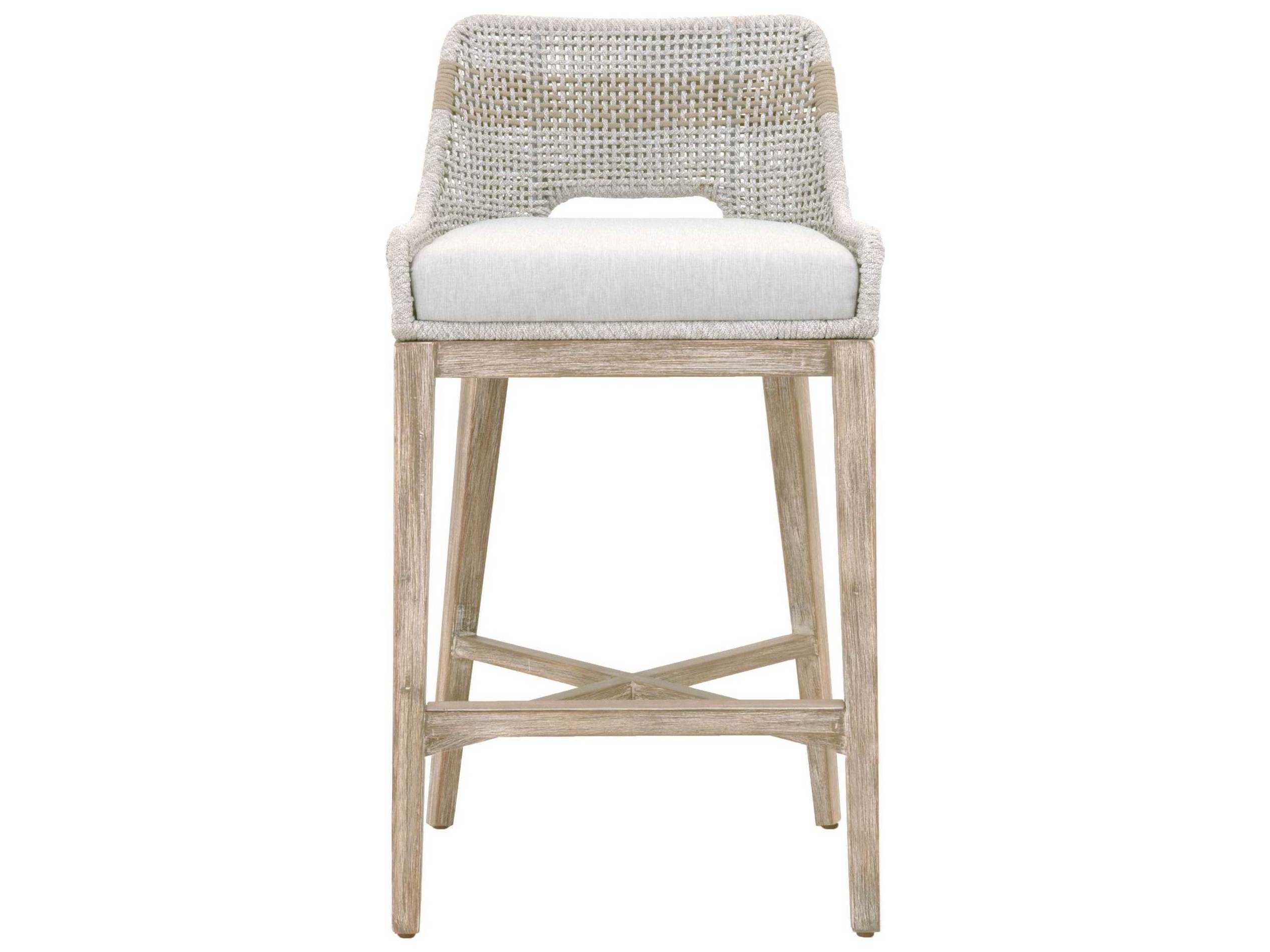 Luxecor Respite Upholstered Mahogany Wood Taupe & White Bar Stool