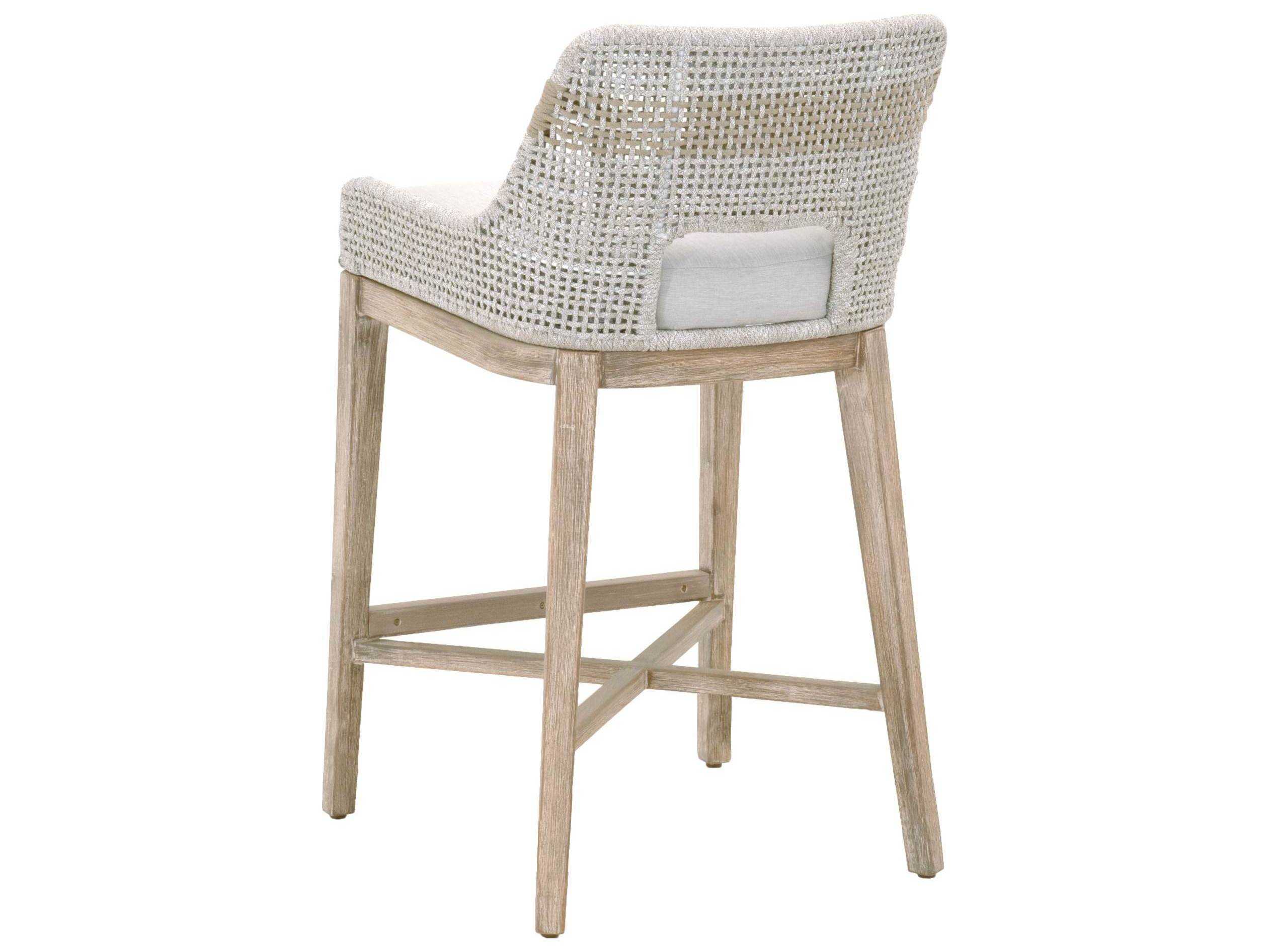 Luxecor Respite Upholstered Mahogany Wood Taupe & White Bar Stool