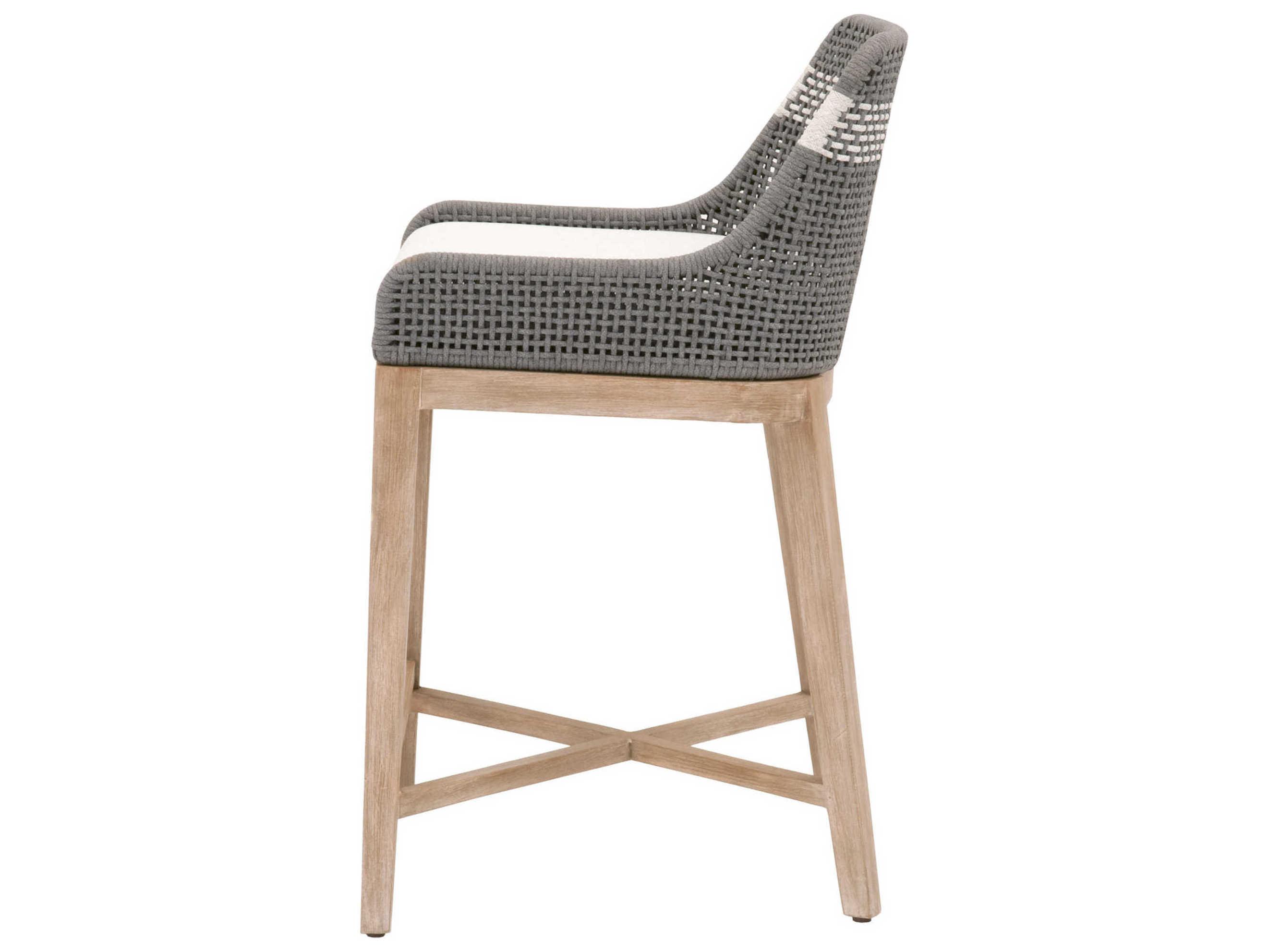 Luxecor Respite Tapestry Upholstered Mahogany Wood Dove White Speckle Natural Gray Counter Stool