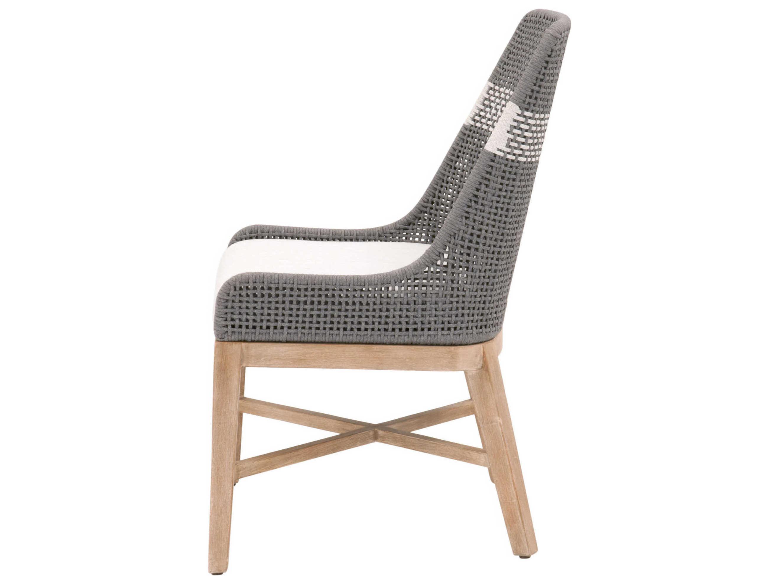 Essentials for Living Woven Mahogany Wood Gray Upholstered Side Dining Chair Set of 2