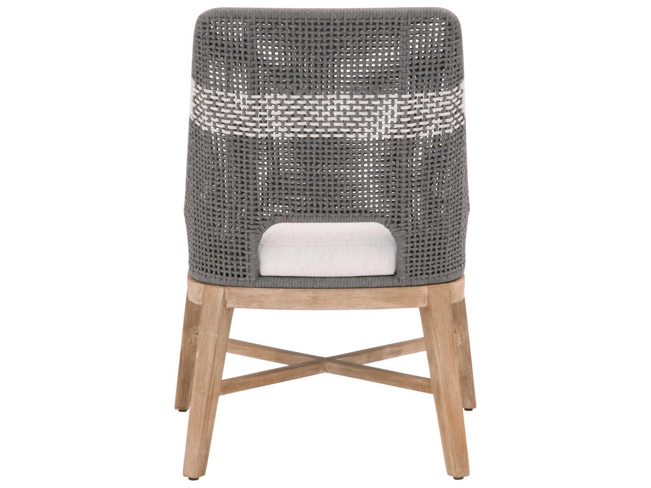 Essentials for Living Woven Mahogany Wood Gray Upholstered Side Dining Chair Set of 2