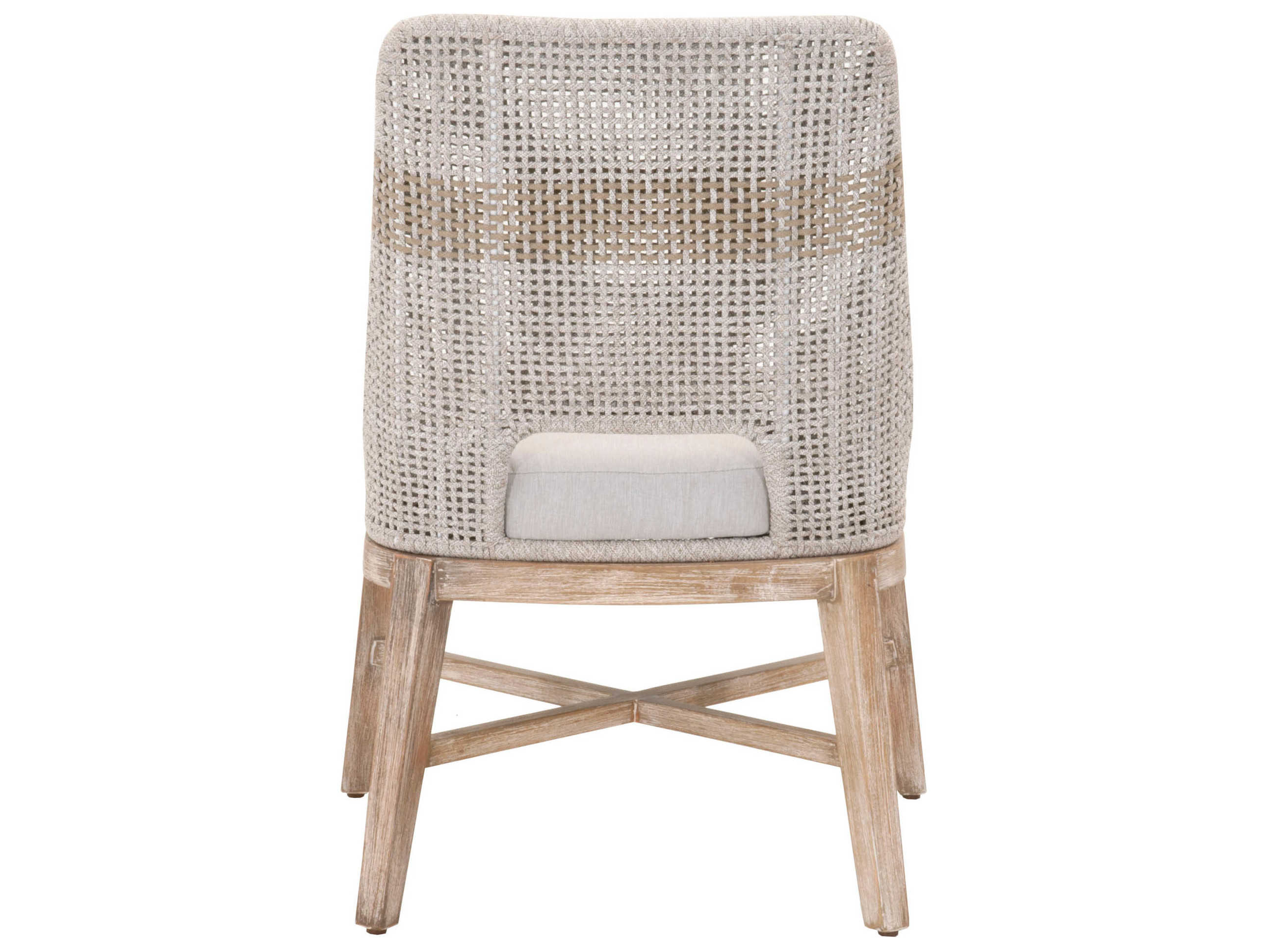 Essentials for Living Woven Mahogany Wood Gray Upholstered Side Dining Chair Set of 2