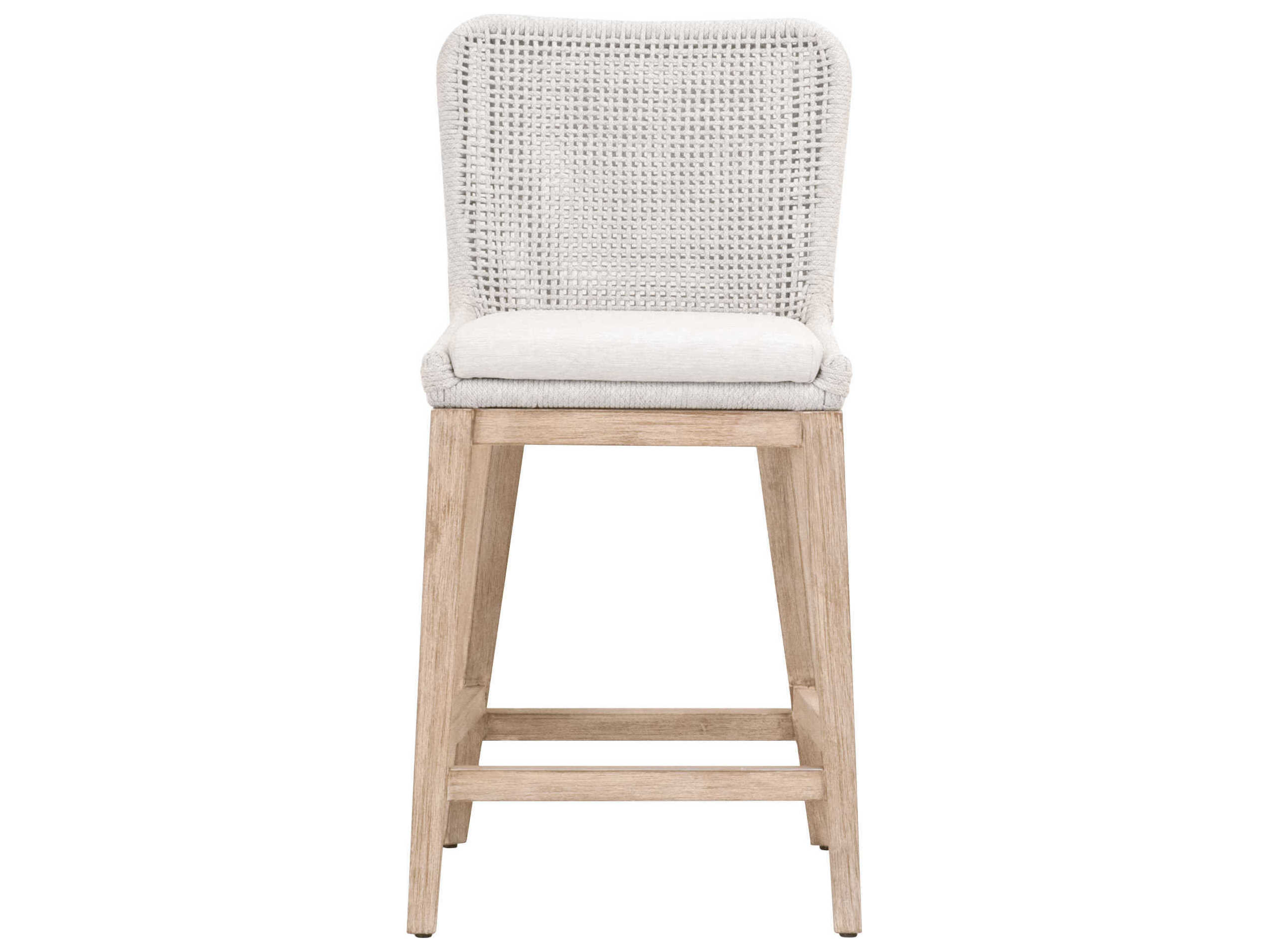 Luxecor Respite Mesh Upholstered Mahogany Wood White Speckle Natural Gray Counter Stool