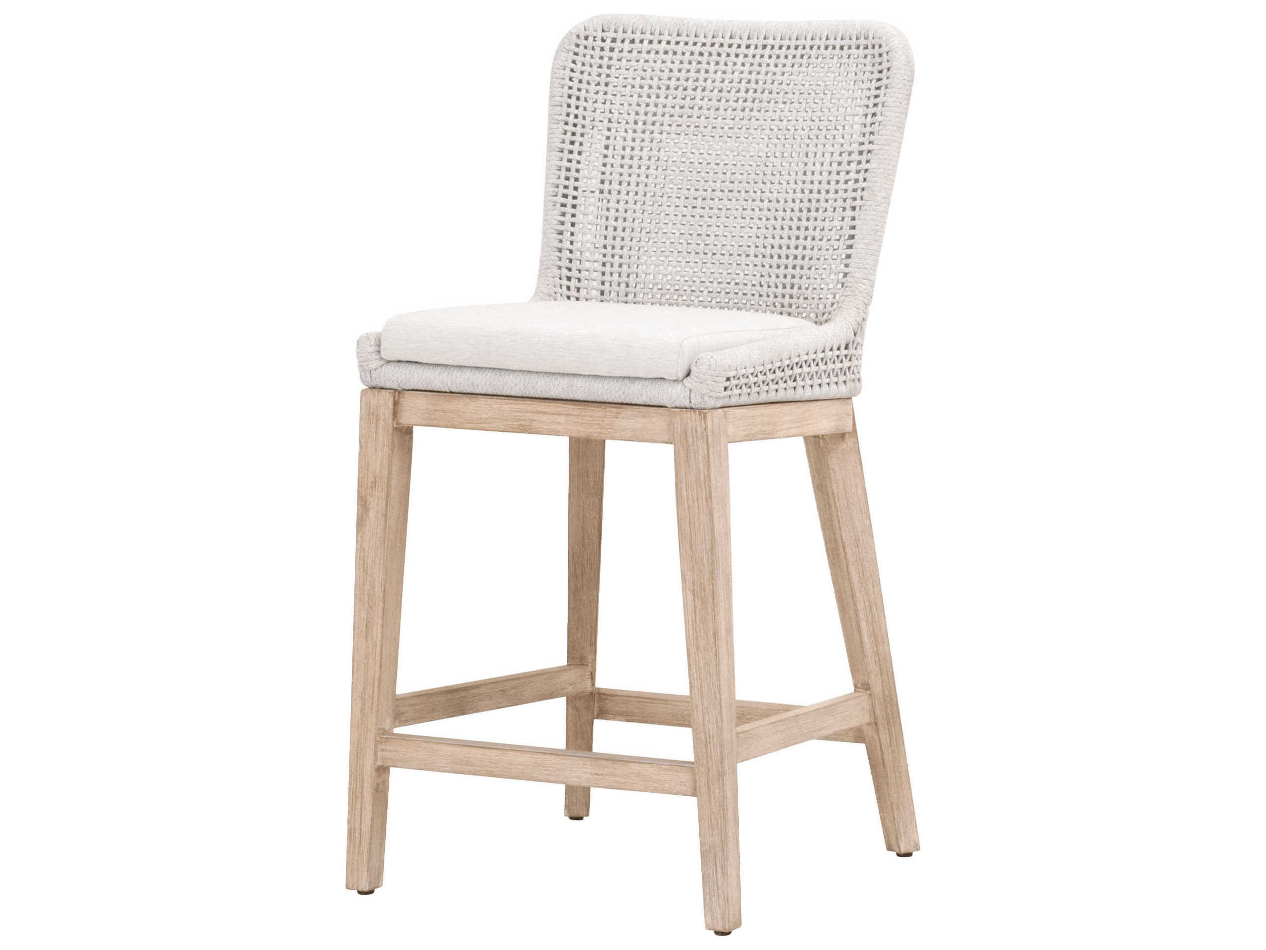 Luxecor Respite Mesh Upholstered Mahogany Wood White Speckle Natural Gray Counter Stool
