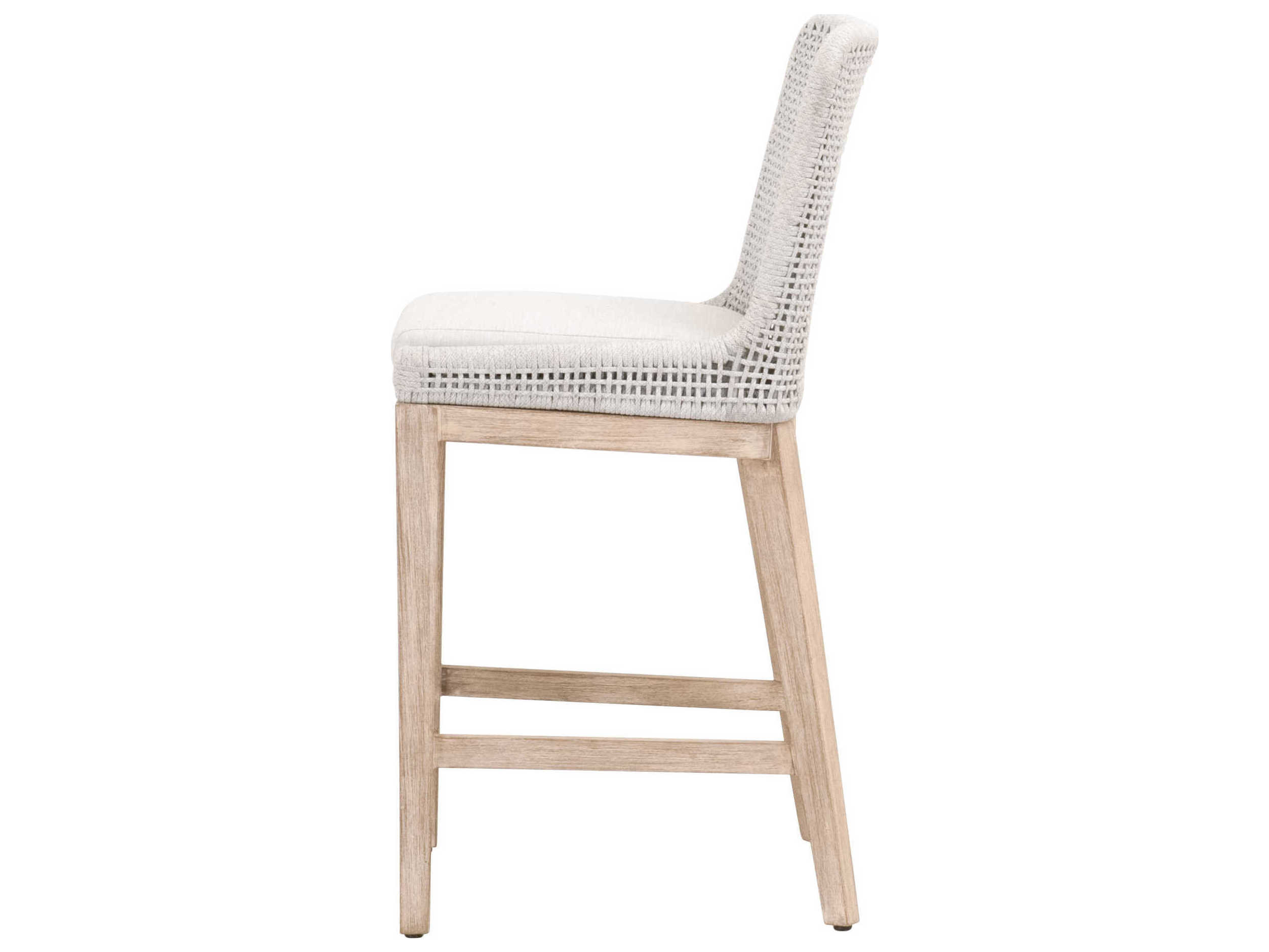Luxecor Respite Mesh Upholstered Mahogany Wood White Speckle Natural Gray Counter Stool