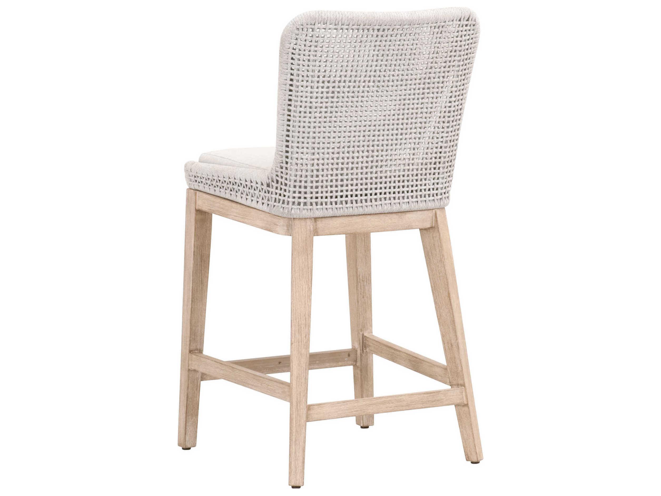 Luxecor Respite Mesh Upholstered Mahogany Wood White Speckle Natural Gray Counter Stool