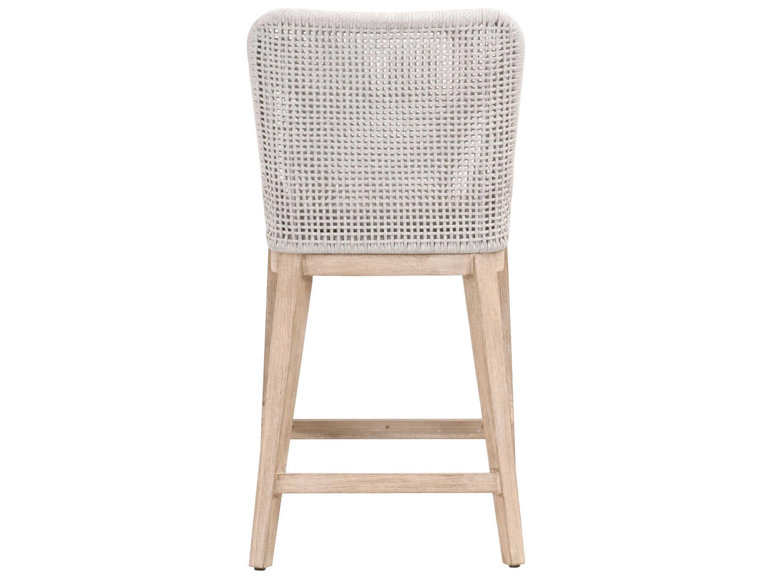 Luxecor Respite Mesh Upholstered Mahogany Wood White Speckle Natural Gray Counter Stool