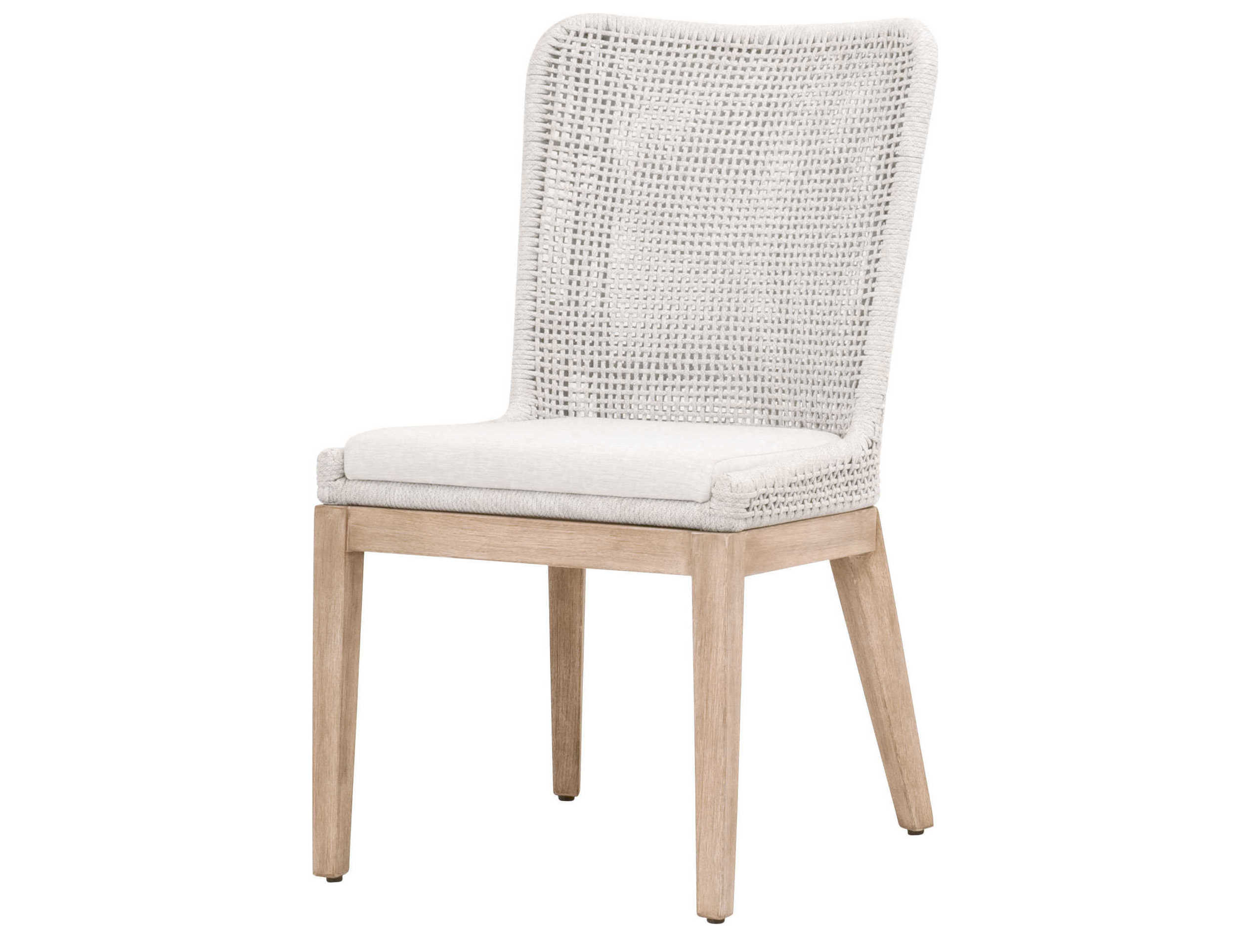 Essentials for Living Woven Mesh Mahogany Wood Gray Upholstered Side Dining Chair Set of 2