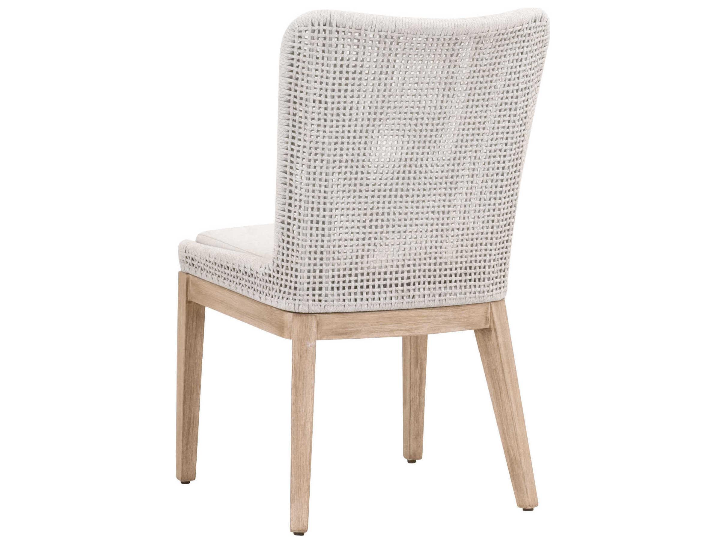 Essentials for Living Woven Mesh Mahogany Wood Gray Upholstered Side Dining Chair Set of 2