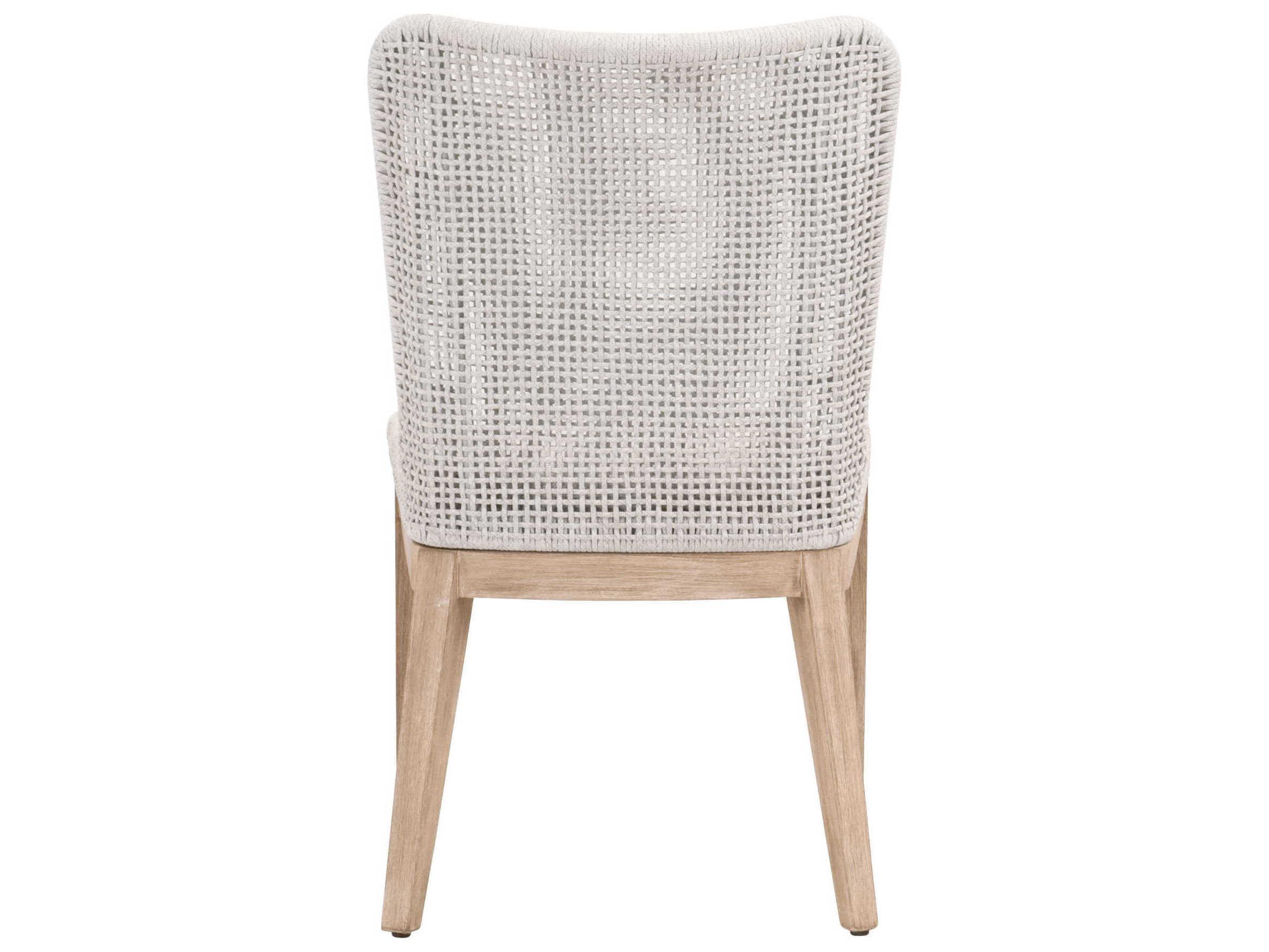 Essentials for Living Woven Mesh Mahogany Wood Gray Upholstered Side Dining Chair Set of 2