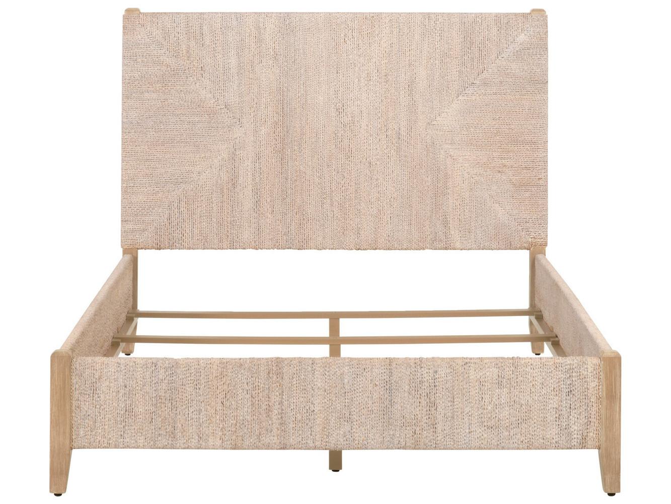 Essentials for Living Woven Malay White Wash Natural Gray Mahogany Wood California King Platform Bed